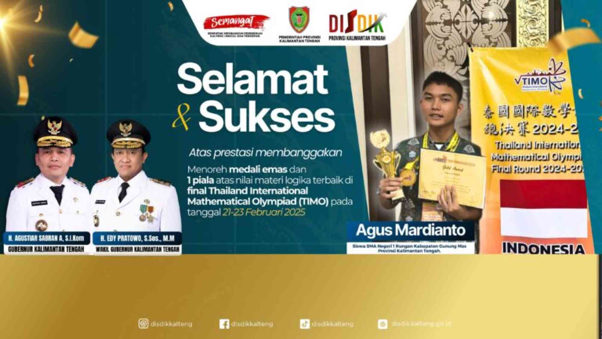 Agus Mardianto Harumkan Nama Kalteng di Dunia, Ini Pesan Semangat dari Kadisdik Kalteng